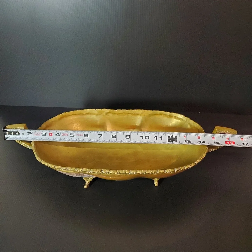 Vintage Hecho En Mexico Copper and Brass Centerpiece Dish‎ Ornate Footed
